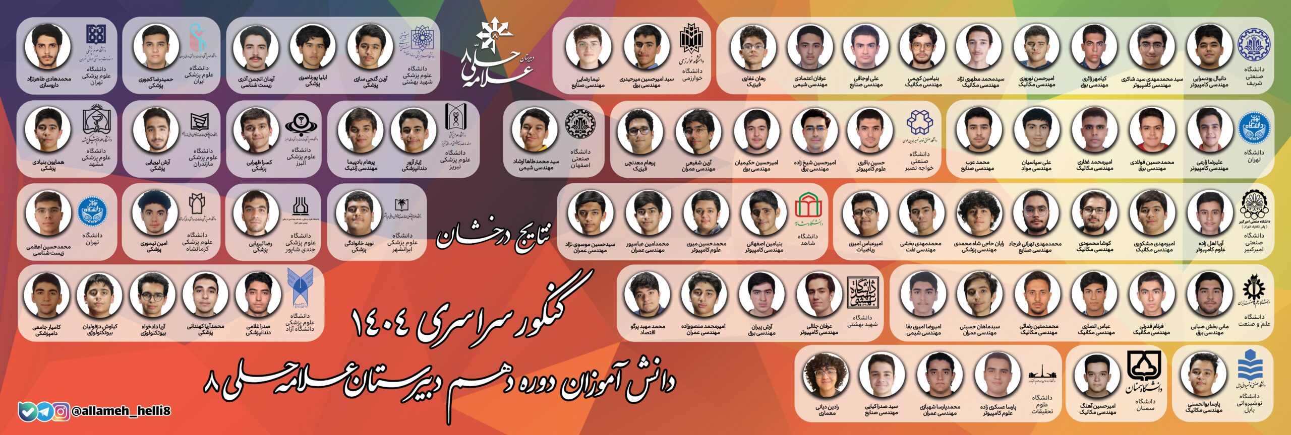 نتایج سال تحصیلی ۱۴۰۳-۱۴۰۴